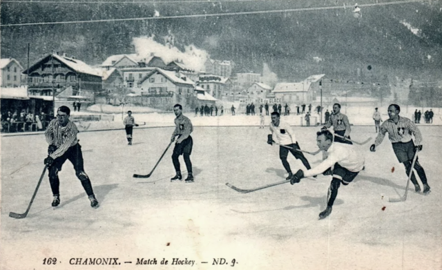 Antique Ice Hockey Game at Chamonix, France - circa 1924