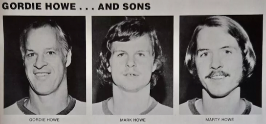 Gordie Howe, Mark Howe, Marty Howe 1974 Houston Aeros