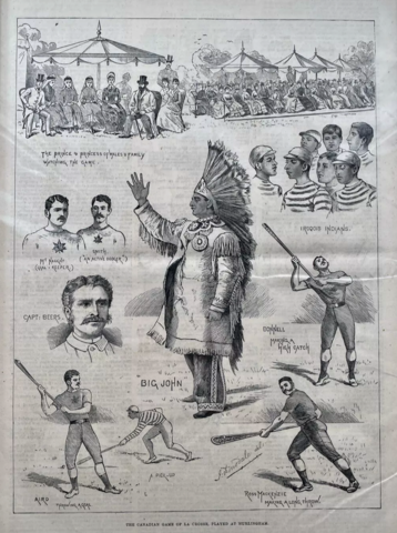 Antique Lacrosse 1883 Canadian Lacrosse being played in London, England