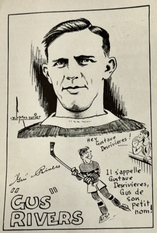 Gus Rivers Caricature 1930 Montreal Canadiens