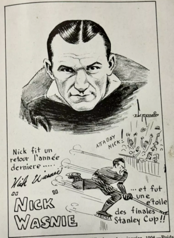 Nick Wasnie Caricature 1930 Montreal Canadiens