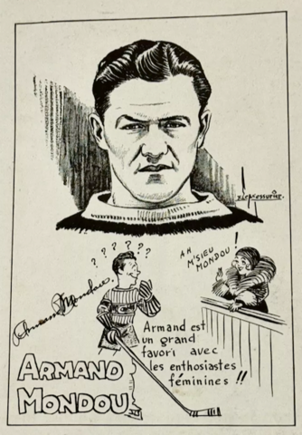 Armand Mondou Caricature 1930 Montreal Canadiens