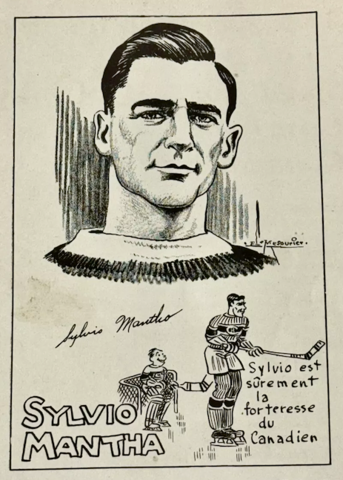 Sylvio Mantha Caricature 1930 Montreal Canadiens