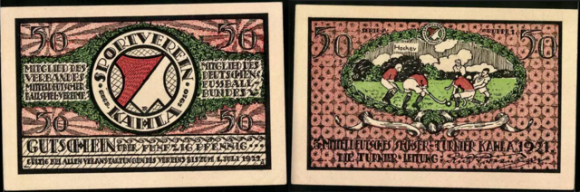 Hockey Money - 50 Pfennig Notgeld Kahla 1921