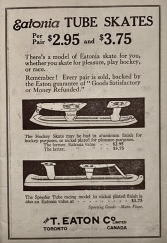 Eatonia Tube Skates Ad 1926