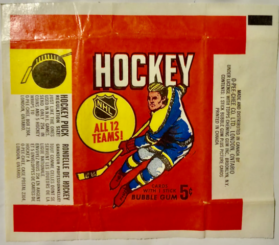 1968-69 O-Pee-Chee Hockey Card Wrapper / Wax Wrapper