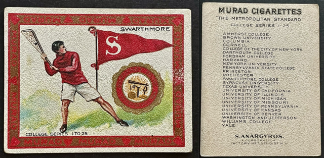 Murad Lacrosse Card 1910 Swarthmore College