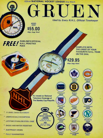 Hockey Watch 1970 Gruen Hockey Watch Ad