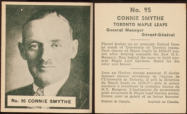 Connie Smythe Hockey Card 1937 World Wide Gum - V356