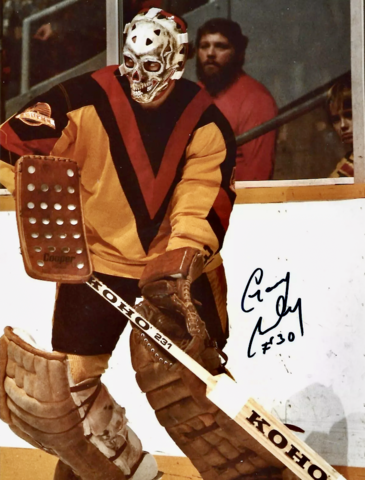 Gary Bromley 1979 Vancouver Canucks with Skull Mask