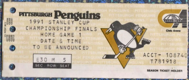 Stanley Cup Finals Ticket 1991 Pittsburgh Penguins vs Minnesota North Stars