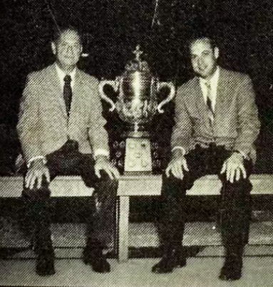 Sidney Salomon Jr. & Sidney Salomon III with 1969 Clarence S. Campbell Bowl