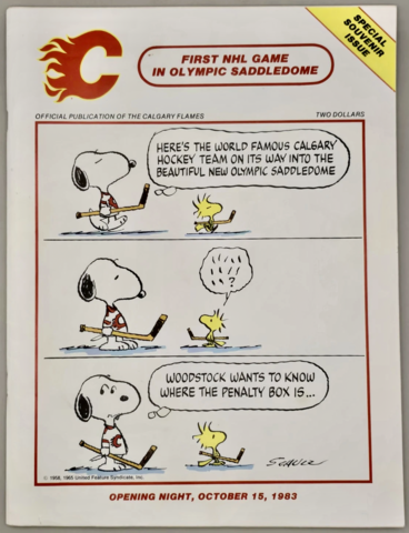 Calgary Flames 1st Game at Olympic Saddledome 1983 Snoopy Hockey & Woodstock