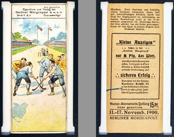 Antique Hockey Card 1900 Berliner Morgenpost Serie 4 B.3