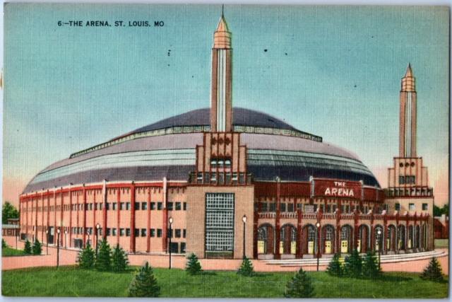 St. Louis Arena Postcard - Antique Linen Postards