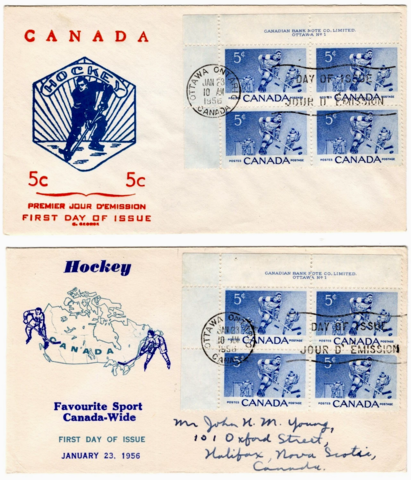 Hockey First Day Cover 1956 Canada Hockey FDC