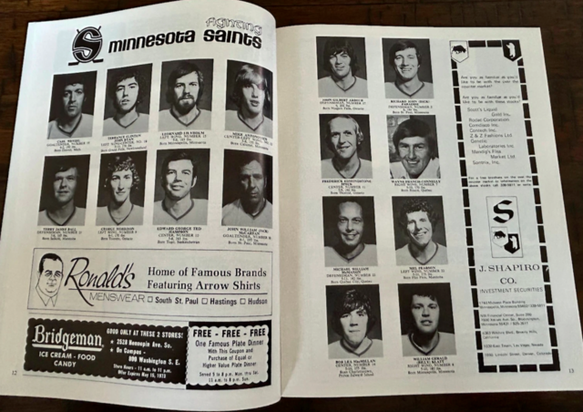 1st Minnesota Fighting Saints Team 1972