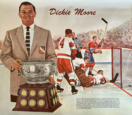 Dickie Moore 1958 Sport Revue Calendar NHL Stars Art by Tex Coulter