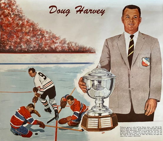 Doug Harvey 1959 Sport Revue Calendar NHL Stars Art by Tex Coulter