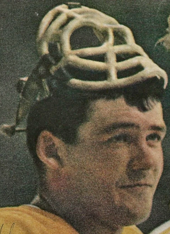 Bernie Parent 1967 Boston Bruins Wearing His Pretzel Mask