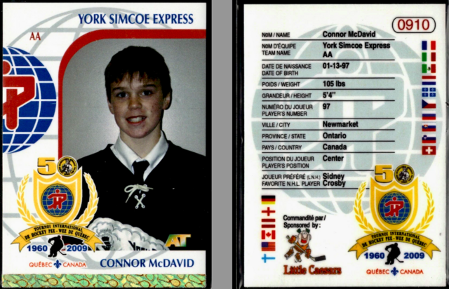 Connor McDavid Rookie Card  2009 Quebec International Pee-Wee Tournament Card