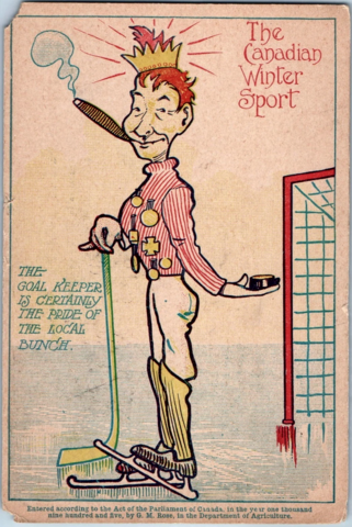 Antique Ice Hockey Postcard 1905 Hockey Goalie