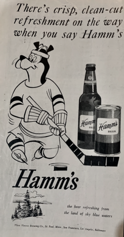 Hockey Beers - Hamm's Beer Ad 1962