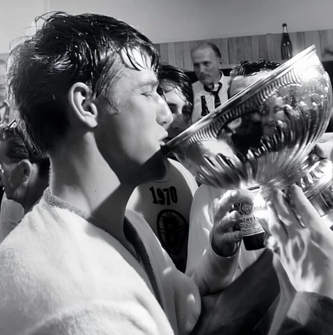 Bobby Orr Drinks from the 1970 Stanley Cup