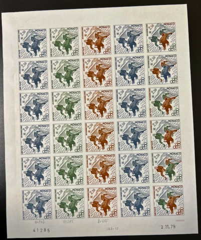 Hockey Stamps 1980 Lake Placid Winter Olympics Monaco Stamps Sheet