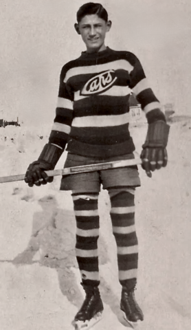 Ken Moore wearing a Regina Capitals / Caps Jersey circa 1929