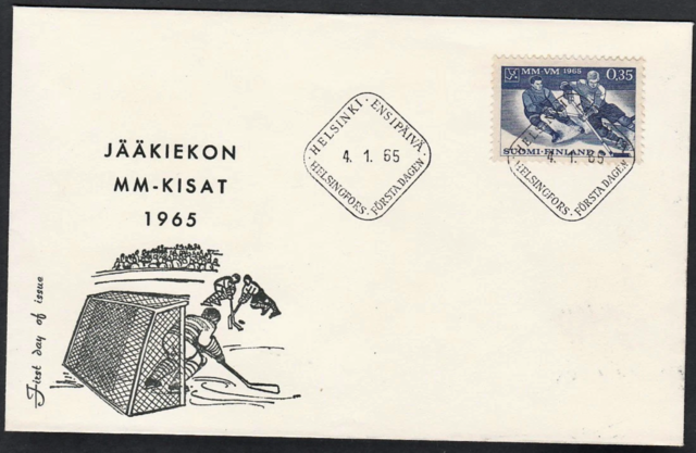 Hockey First Day Cover 1965 Jääkiekon MM-Kisat - Finland Stamp 1965