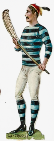 Antique Lacrosse - Victorian Die Cut Lacrosse Player