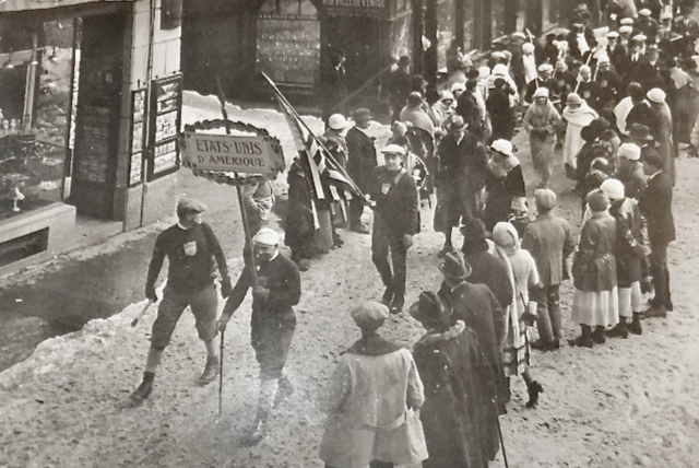 1924 Winter Olympics Hockey - Taffy Abel Flagbearer of Team USA