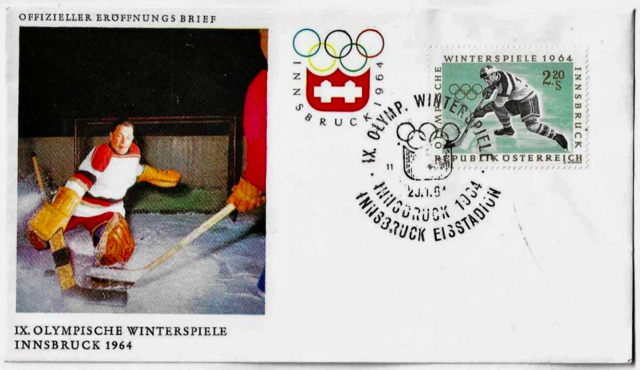 Hockey First Day Cover 1964 Winter Olympics IX Olympische Winterspiele
