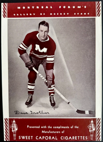 Sweet Caporal Cigarettes Photo Card with Dave Trottier 1934