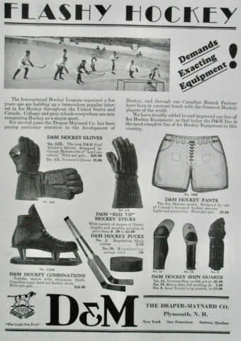 Draper-Maynard Co. Hockey Ad 1929 D&M Hockey Equipment
