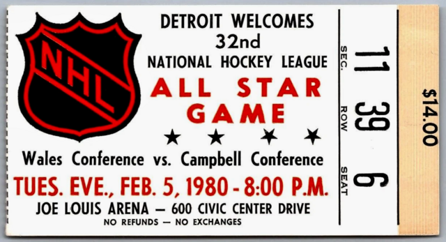 1980 NHL All-Star Game Ticket