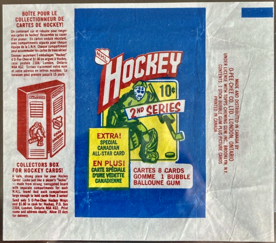 1972-73 O-Pee-Chee Hockey Card Wrapper / Wax Pack 2nd Series