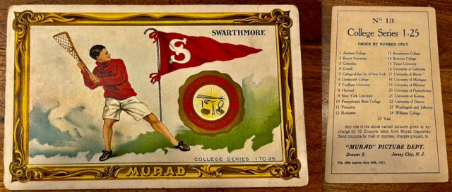 Murad Lacrosse Card No. 13 Murad College Series T6
