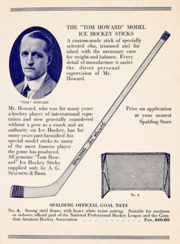 Antique Spalding Hockey Ad 1924 with Tom Howard