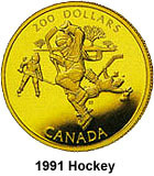 Hockey Money 1991 22kt Gold Coin 200