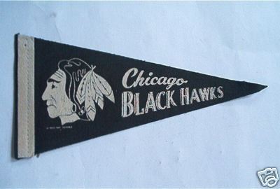 Ice Hockey Pennant 1960s Chicago Blackhawks