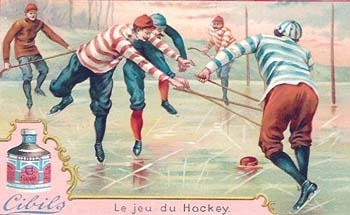 Ice Hockey Advertising Card 1885 Cibils Le jeu du Hockey