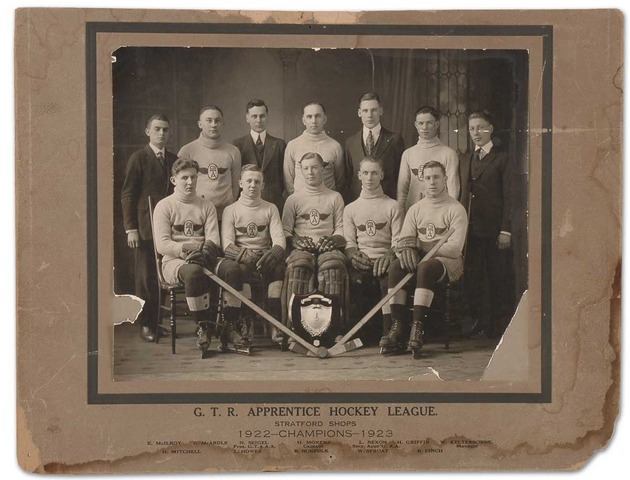 Stratford Shops Ice Hockey Team 1923 G.T.R. Apprentice Hockey League Champions