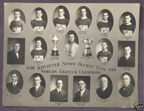 Hockey Postcard 1918 Allan Cup Champions Kitchener Greenshirts
