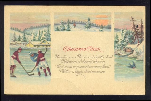 Hockey Postcard 1924 Christmas