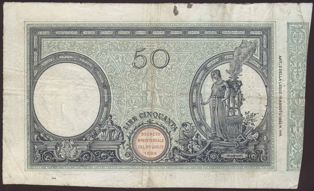 1899 Money 50 Lire 1b Very Rare