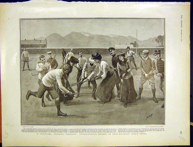 Field Hockey Engraving Print 1903  North China