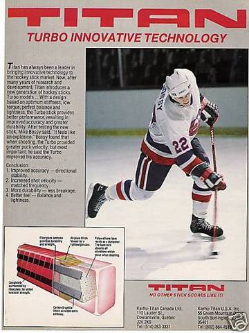 Titan Hockey Stick Ad 1985 Mike Bossy