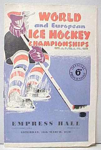 World and European Ice Hockey Championships Program 1950